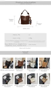 Detail view of stylish vintage PU leather bucket bag with woven handle and various colors