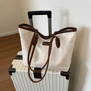 Large Capacity Oxford Cloth Tote Bag For Women Urban Simple Color-Block Fashion Commuting Shoulder Bag Handbag With Zipper