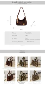 Detailed size chart and color options for large wool hobo shoulder bag with dimensions