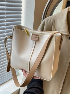 Large Capacity PU Leather Bucket Bag For Women Fashion Urban Simple Shoulder Bag Crossbody Underarm Bag For Daily Commute