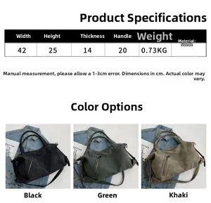 Detailed size specifications for large vintage leather tote bag showing 42cm width dimensions
