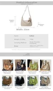 Detailed size and color specs for oxford fabric crossbody bag showing various dimensions