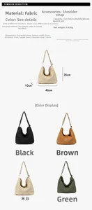 Detailed dimension chart showing size and weight for the large nylon messenger bag