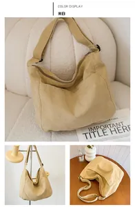 Detailed views of a large capacity cream nylon messenger bag in multiple lifestyle settings