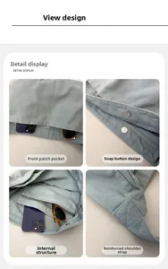 Details van canvas tas met magneetsluiting, voorvak en interne ritsvakken voor opslag