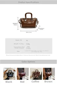 Detailed size specifications for the vintage chain crossbody bag with 24x13x9.5cm dimensions
