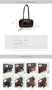 Spécifications de taille et options de couleurs pour le sac à bandoulière en cuir PU rétro