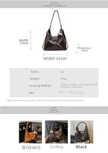 Detailed size chart showing 33x33x12cm dimensions for the multi-way faux leather backpack
