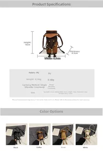 Detailed size specifications for a detective character shaped PU mini shoulder bag