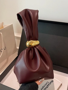 Sac à Main Nuage Plissé pour Femme en Cuir PU Souple avec Anneau en Métal Doré Sac Porté Main Mode pour Style Quotidien
