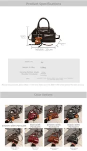 Spécifications de taille pour le sac bowling rétro en cuir PU avec options multicolores