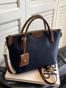 Women Minimalist Nylon Crossbody Bag Waterproof Oxford Cloth Tote Handbag With Leather Handle Commuter Satchel Travel Bag