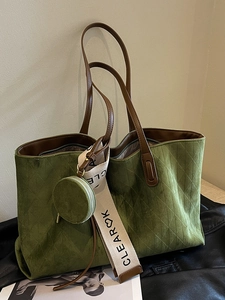 Vintage Diamond Quilted Tote Bag Large Capacity Flannel Shoulder Bag With Round Coin Pouch Letter Print Strap For Women