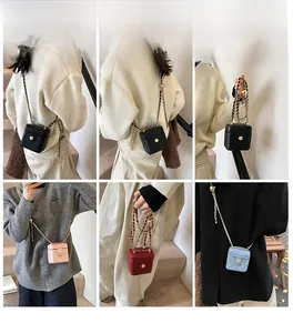 Micro crossbody bag featuring classic quilted pattern and metal chain strap in four colors