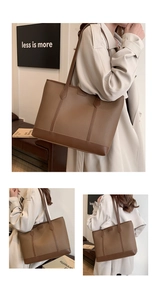 Detalle de la textura de cuero genuino y marca grabada en un bolso tote marrón