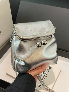 Sac Bandoulière Kiss-Lock en Cuir PU Vintage pour Femmes Mini Sac à Épaule avec Chaîne pour Téléphone Portable Mode
