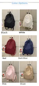 Detailed grid view showcasing six colors of the waterproof nylon backpack collection