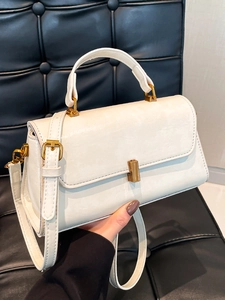 Vintage Damen PU Leder Kleine Quadratische Handtasche Minimalistisch Einfarbig Umhängetasche Mit Metallschließe Tagestasche