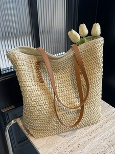 Γυναικεία Casual Ψάθινη Πλεκτή Τσάντα Tote Μεγάλη Χωρητικότητα Διάτρητη Τσάντα Ώμου Παραλίας Για Καλοκαιρινές Διακοπές Ψώνια Ταξίδια