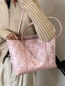 Rosa bedruckte Tragetasche für Damen große Kapazität stilvolle lässige Schultertasche