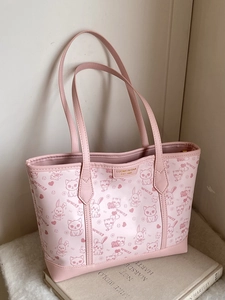 Minimalistische rosa Tote Bag mit süßem Tiermotiv und großem Fassungsvermögen für Alltag
