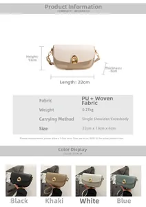Size chart showing 22x13x6cm dimensions for the patchwork crossbody square bag
