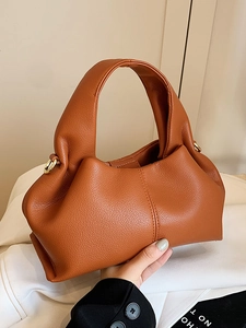 Fashion PU Leather Cloud Handbag For Women Pleated Simple Crossbody Bag Elegant Urban Commuting Shoulder Bag Versatile Tote