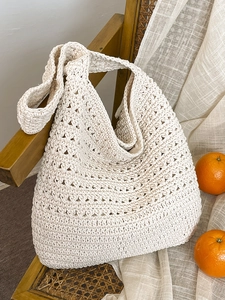 Borsa Tote Intrecciata Artistica Donna Grande Capacità Leggera Borsa a Tracolla all'Uncinetto Casual Beach Hobo Bag Tinta Unita