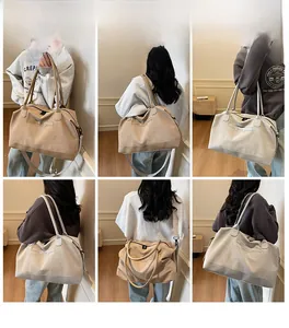Collage of khaki and beige suede tote bags showing handheld and crossbody styles