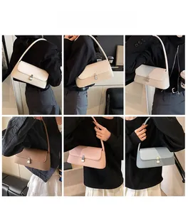 Collage de sacs sous les bras chics en quatre couleurs montrant les détails de la boucle métal
