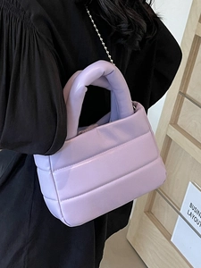 Chic light purple quilted bucket bag with silver ball chain strap for women's crossbody wear