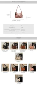 Detailed size chart and multi-functional strap layout of the oil wax PU leather tote bag