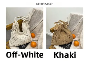 Vue détaillée du sac à bandoulière tissé en blanc cassé et kaki avec texture florale