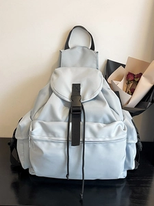 Women Casual Backpack Fabric Large Capacity Waterproof School Bag Urban Minimalist Travel Daypack With Flip Top Buckle