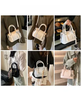 Chic soft leather pillow bag shown in various colors and versatile styling options
