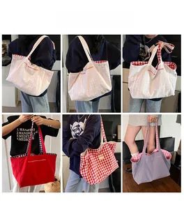 Collage of canvas tote bags in various colors showing casual styling and large capacity