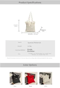 Polka dot tote bag dimensions showing 38x37cm size and sweet ruffled edge detail