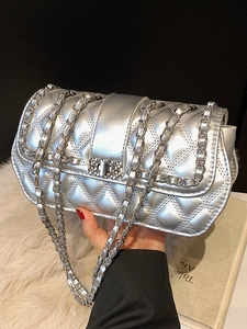 Women Rhombus Quilted Chain Crossbody Bag PU Leather Square Flap Shoulder Bag Elegant Versatile Commuter Handbag For Ladies