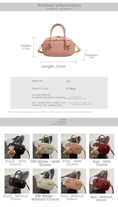 Detailed size measurement and specifications for this PU leather Boston bag for women