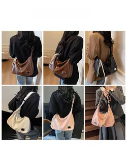 Collage of large retro shoulder tote bags in brown, black, off-white, and pink styles