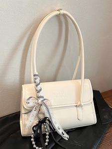 Sac à Épaule Enveloppe en Cuir PU Minimaliste Style Coréen Femme Couleur Unie Mode Sac Commuter Avec Nœud Papillon et Perles