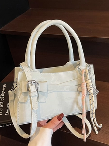 Borsa a Tracolla Piccola Quadrata in Pelle PU da Donna Con Fiocco Pendente Elegante Borsa a Mano per Pendolarismo Quotidiano