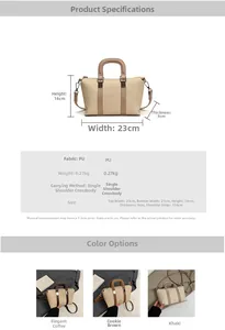 Detailed size chart for the PU leather small square crossbody bag with dimensions info