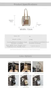 Detailed technical specifications and dimensions for the mini PU leather crossbody bag