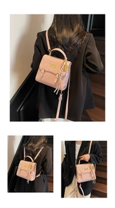 Mini sac à dos et main rose embossé avec foulard décoratif en soie et fini mat