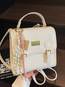 Mini Sac à Dos à Main en Cuir PU Gaufré pour Femmes Motif Dessin Animé Petit Sac Carré à Bandoulière pour le Quotidien
