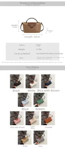 Detailed dimension chart and color guide for a minimalist small crossbody patchwork bag