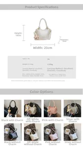 Dimensions détaillées pour le sac seau élégant en cuir PU avec quatre coloris