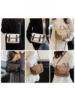 Retro satchel bag model display showing multiple colors for casual daily commuting style
