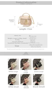 Tableau des tailles pour mini sacs matelassés en cuir PU avec chaînes en grandes et petites tailles